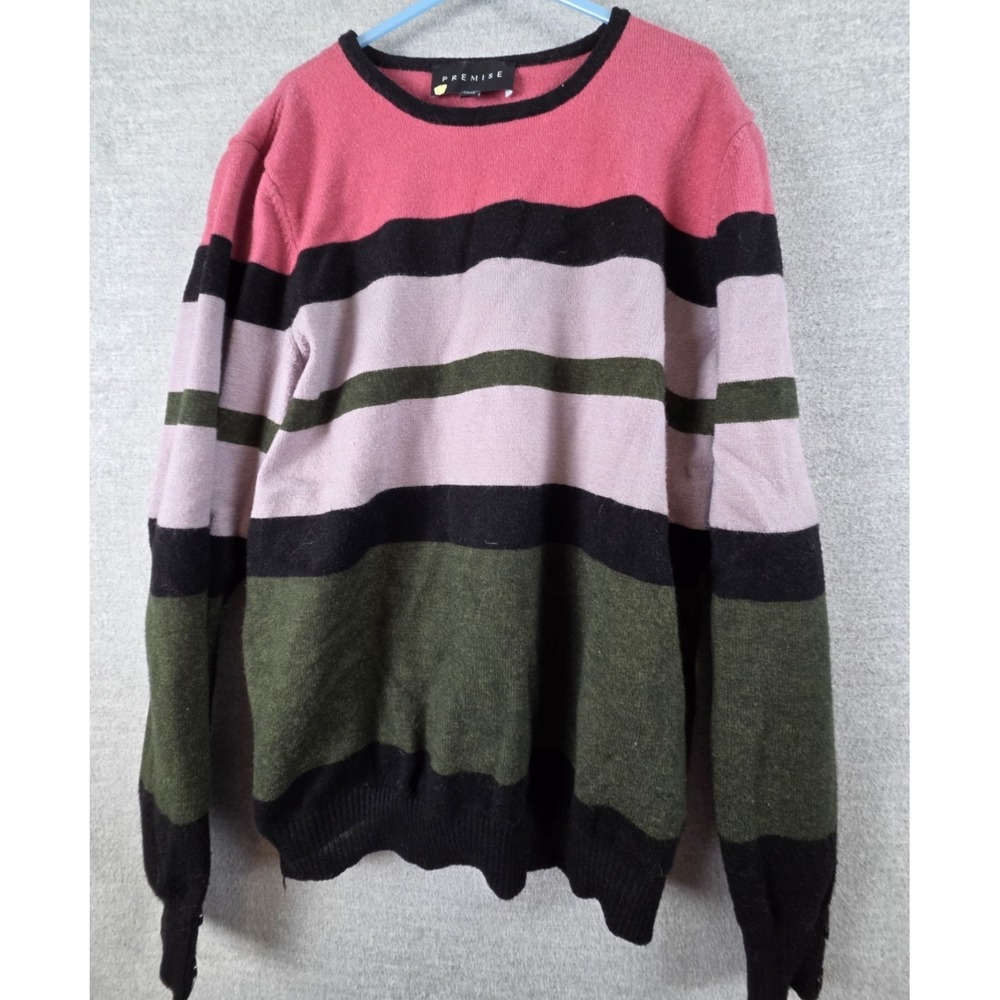 Premise Colorblock Sweater M Pink Purple Stripe Medium Knit Preppy Career